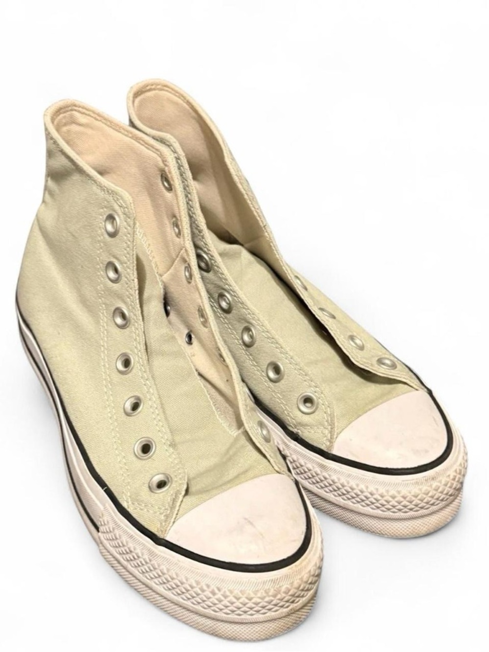 Canvas High-Top Sneakers in Light Green
